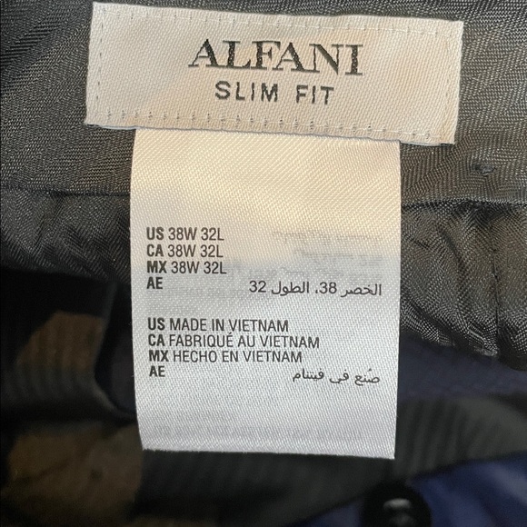 Alfani Men's Slim Fit Stretch Tuxedo Striped Navy Blue Dress Pants - NWT - Picture 8 of 10
